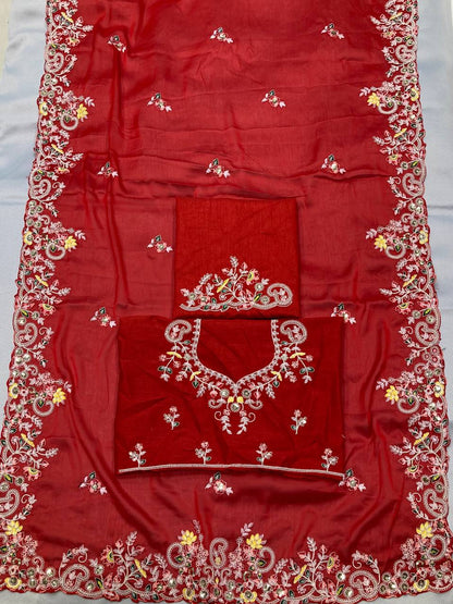 Red Rangoli Silk Saree