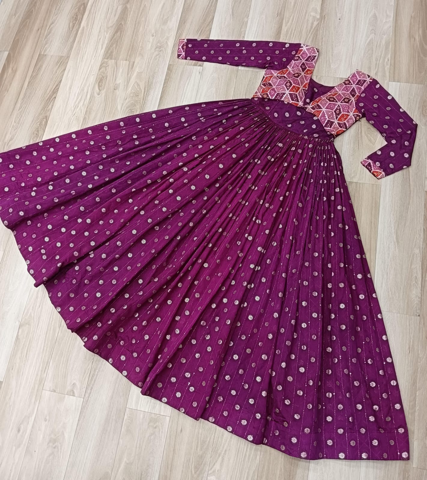 Purple Jacquard Gown