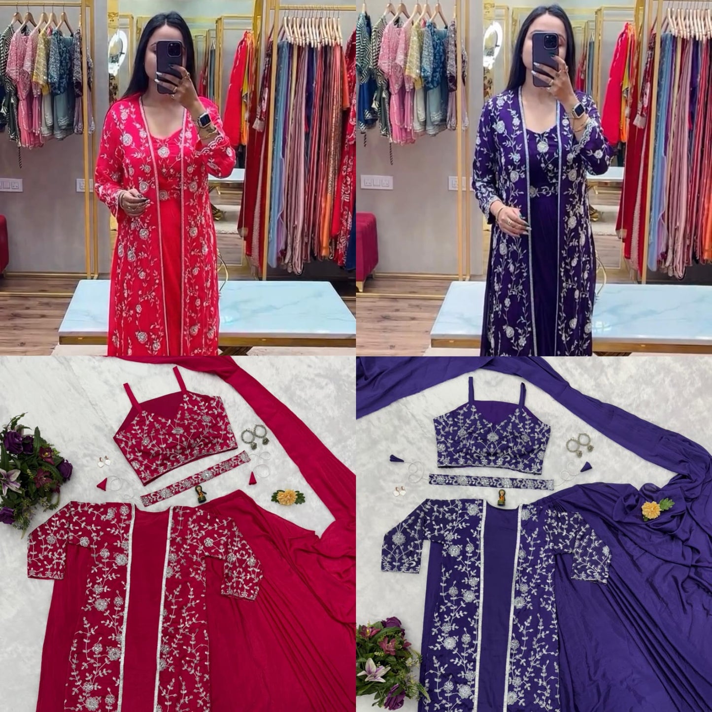 Purple Ready To Wear Saree