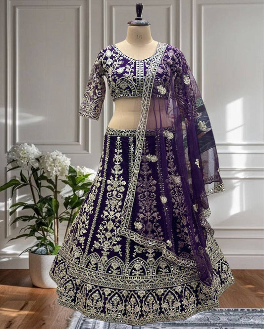 Purple Net Lehenga