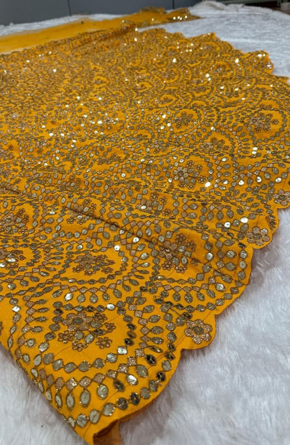 Bright Yellow Sequins Lehenga