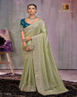 Light Olive Green Russian Silk Kanjivaram Saree