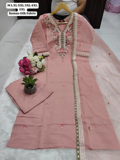 White Roman Kurti Set