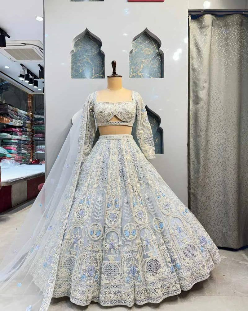 Off White Georgette Lehenga