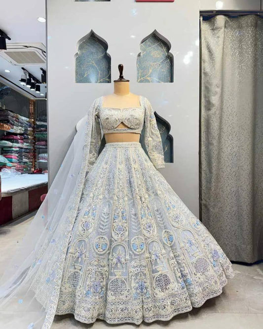 Off White Georgette Lehenga