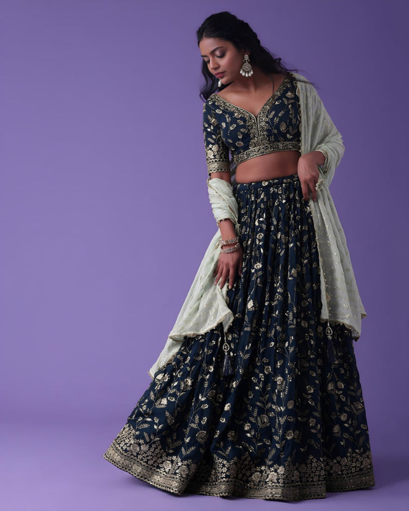 Persian Blue Zari Lehenga