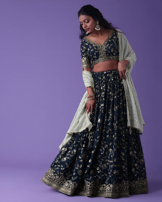 Persian Blue Zari Lehenga