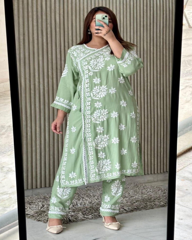 Mint Green Chikankari Palazzo Set