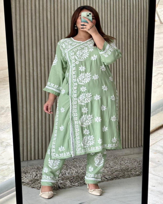 Mint Green Chikankari Palazzo Set