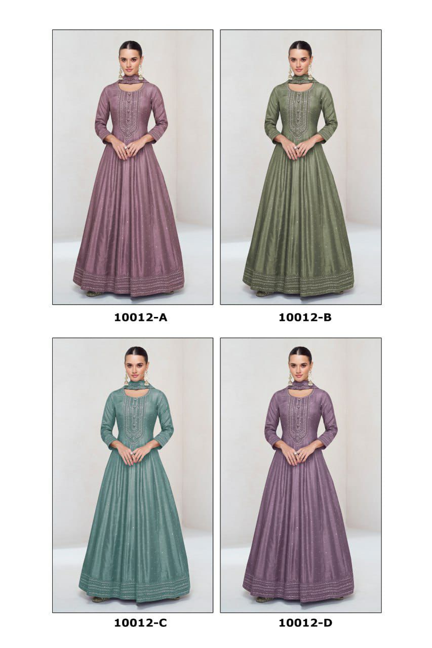 Olive Green Silk Gown