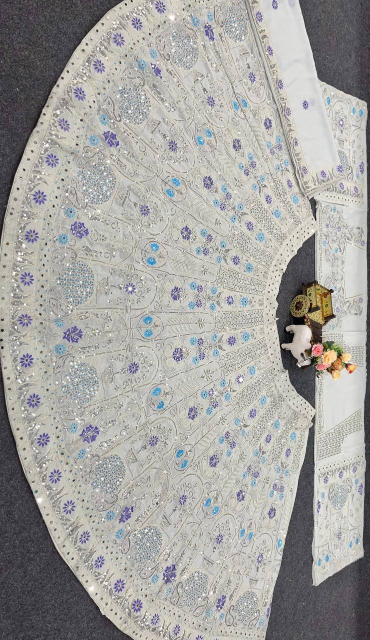Off White Georgette Lehenga