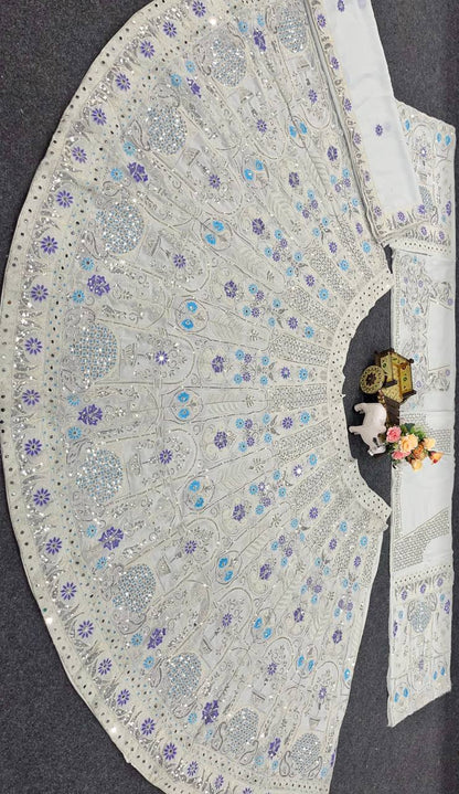 Off White Georgette Lehenga