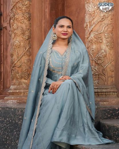 Sky Blue Silk Outfit
