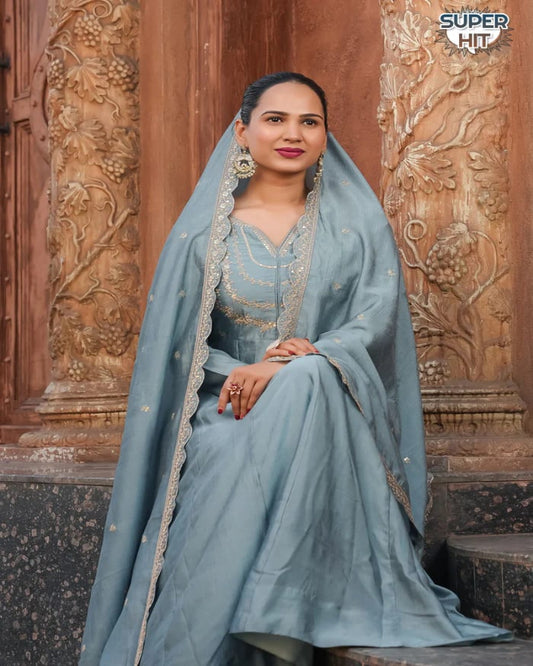 Sky Blue Silk Outfit