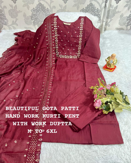 Rustic Red Muslin Punjabi Suit