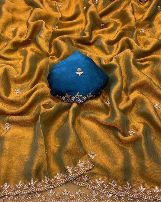 Gold Crush Chiffon Saree