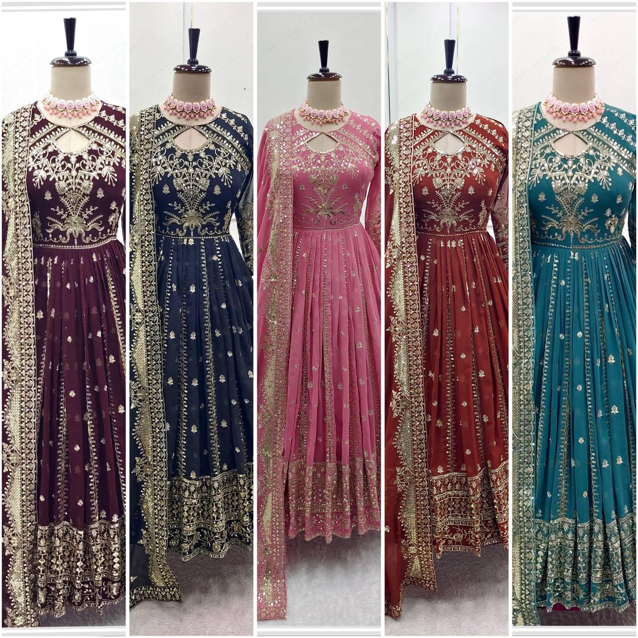 Blue Heavy Embroidered Gown
