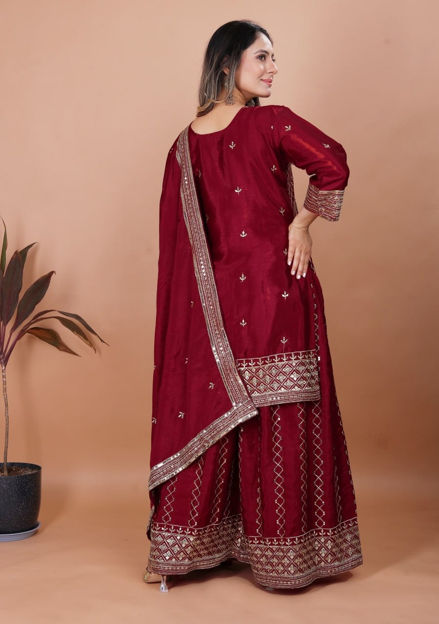 Deep Red Silk Outfit