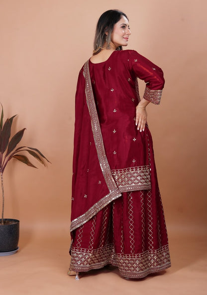 Deep Red Silk Outfit