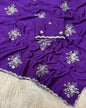Purple Chinon Silk Saree