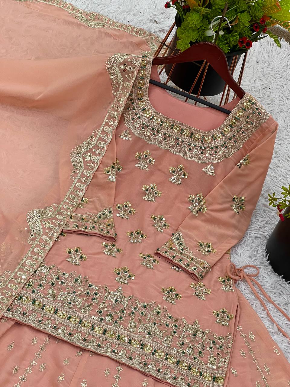 Soft Peach Georgette Lehenga