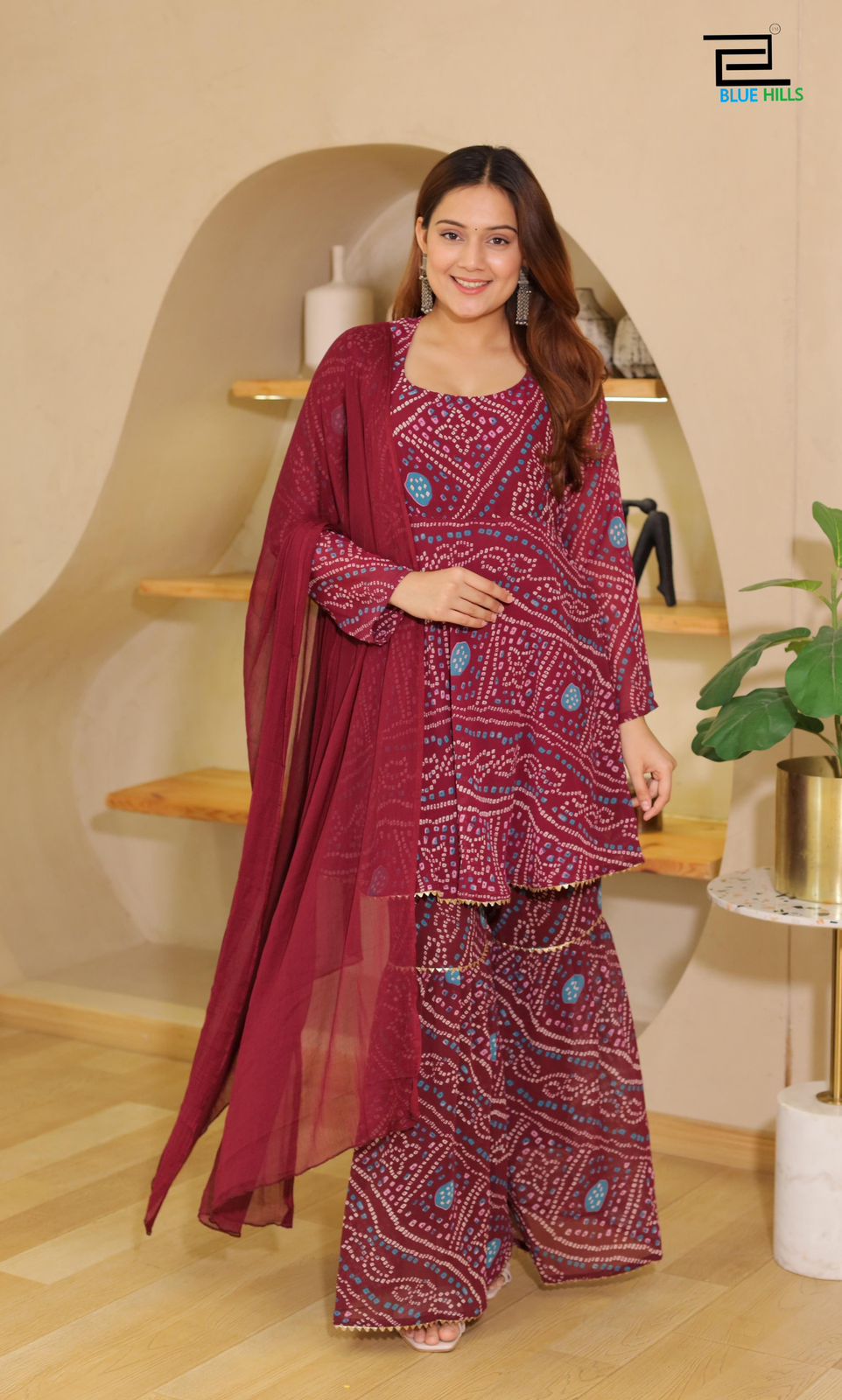 Plum Printed Sharara Set