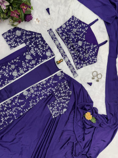 Purple Ready To Wear Saree