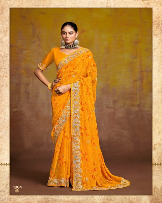 Yellow Georgette Saree