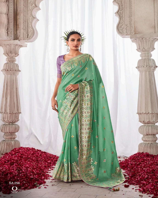Mint Green Dola Silk Saree