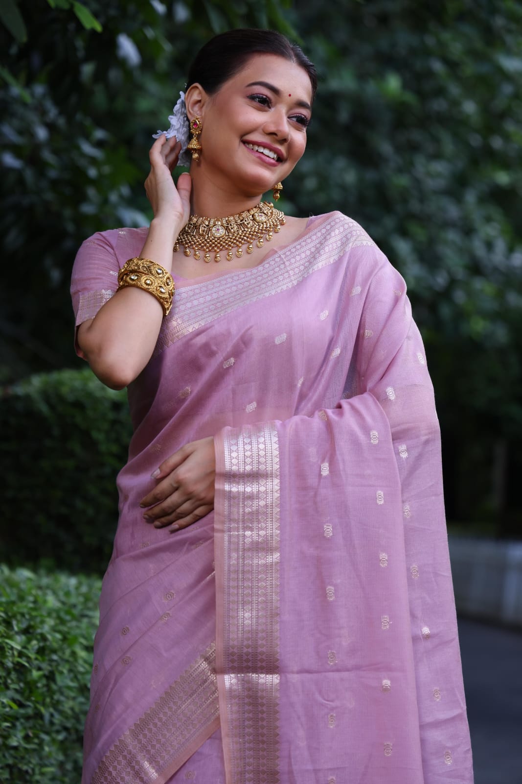 Lavender Tissue Silk Saree