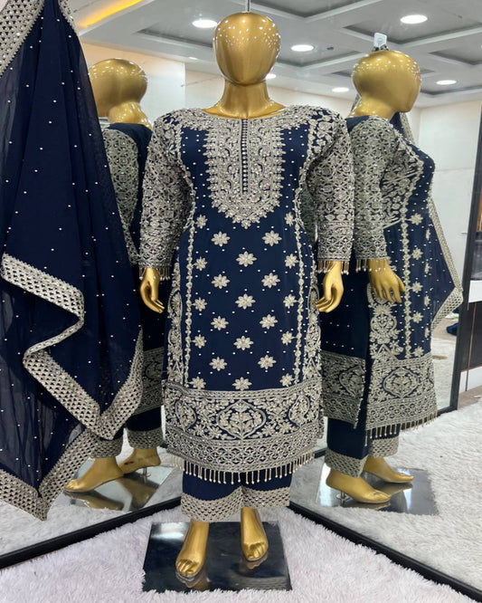 Blue Embroidered Outfit