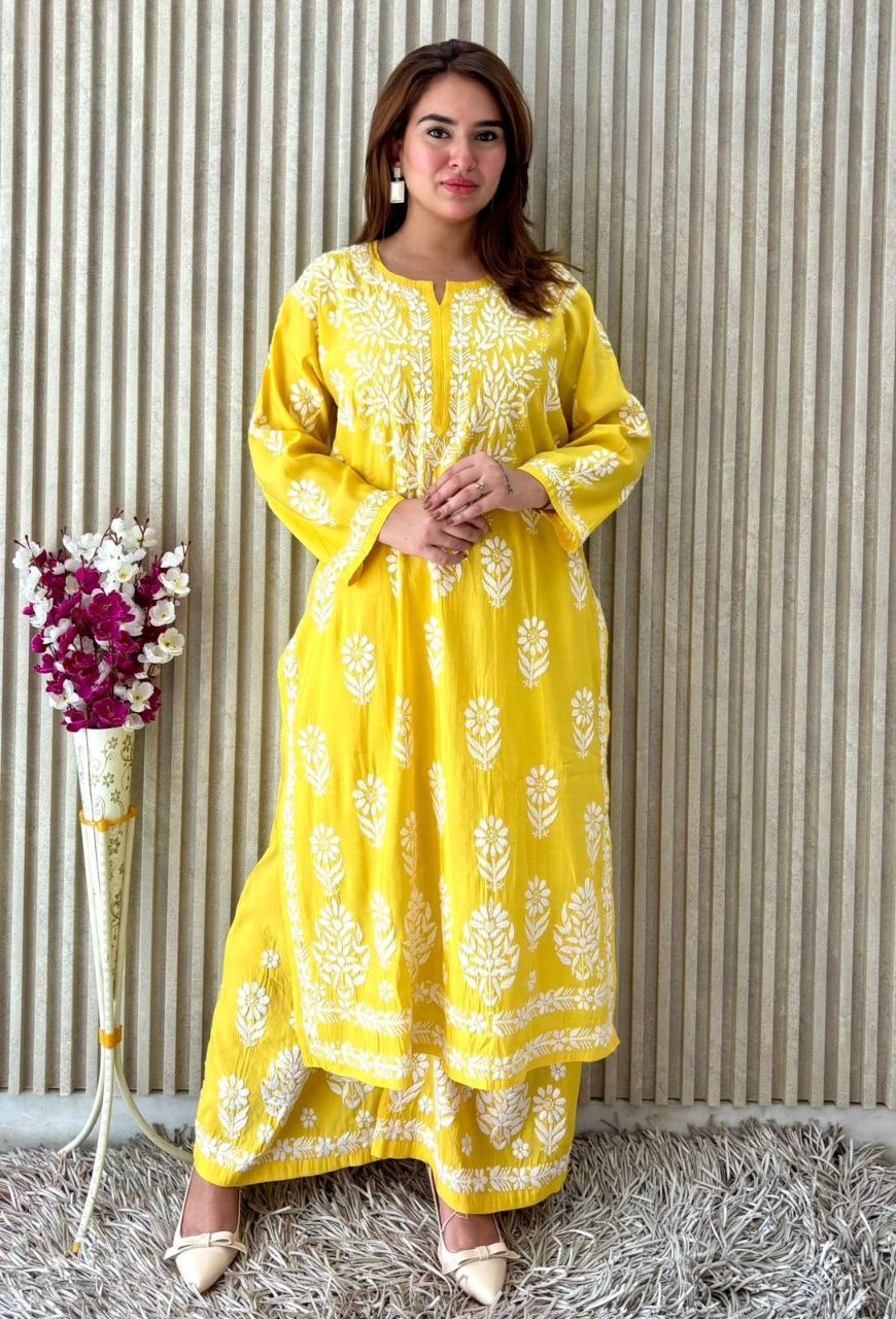 Yellow Kurti Palazzo Set