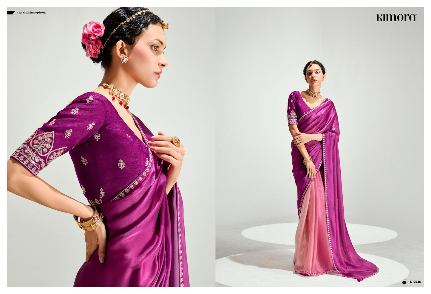 Purple And Pink Two Toned Silk Saree