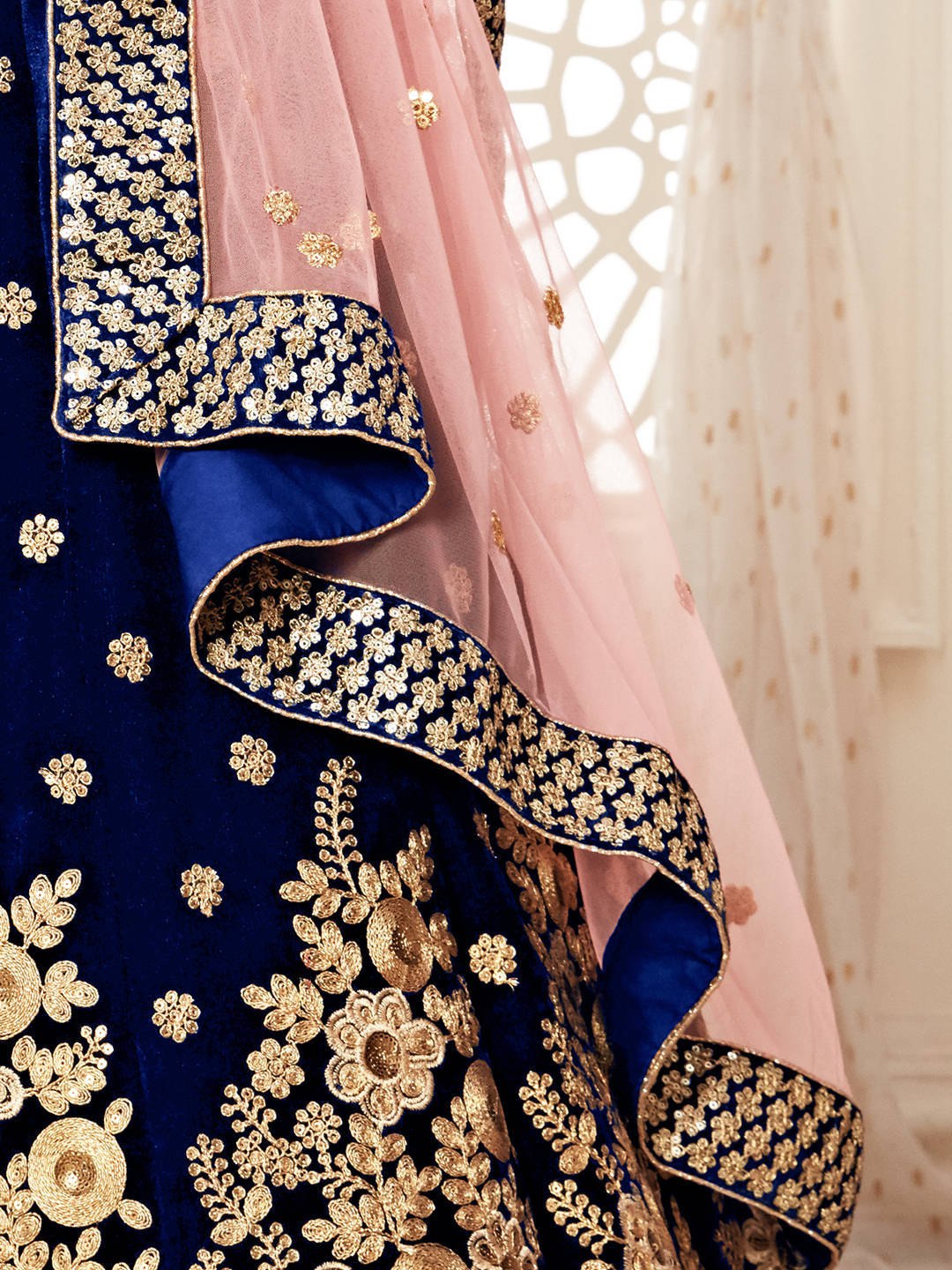 Blue Velvet Lehenga