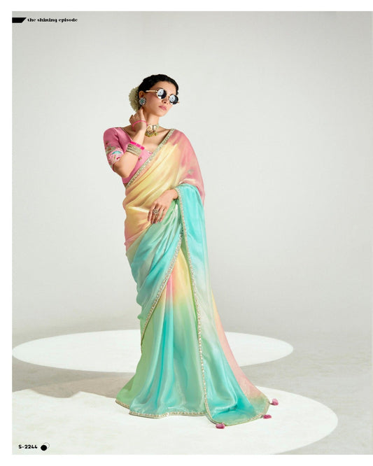 Tri Colour Silk Saree