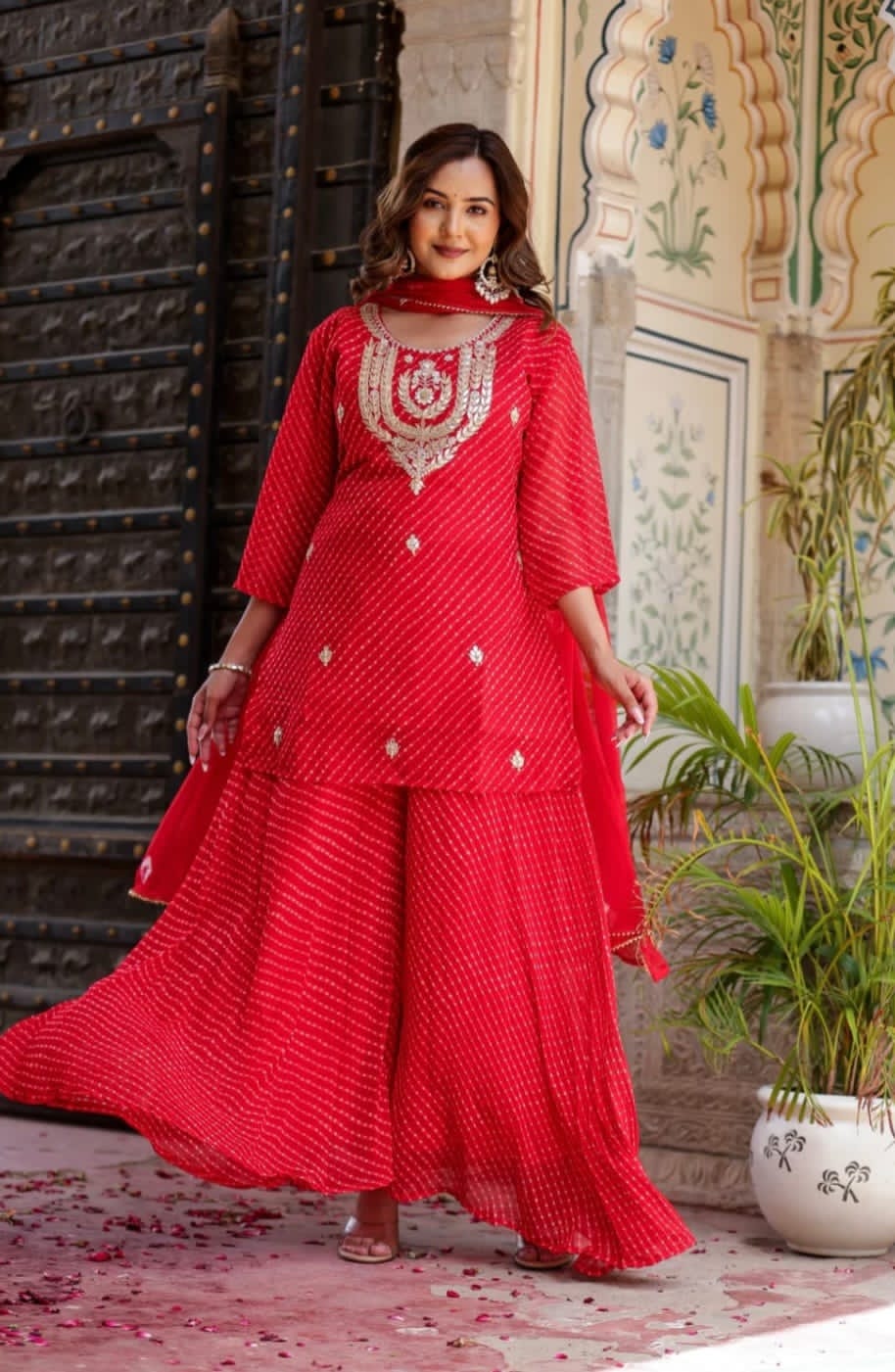 Red Palazzo Outfit