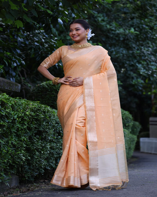 Peach Tissue Silk Saree