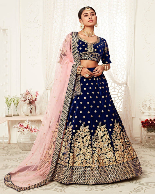 Blue Velvet Lehenga