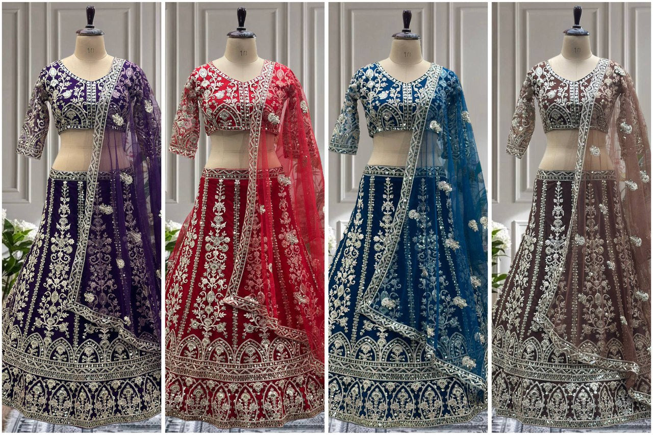 Purple Net Lehenga