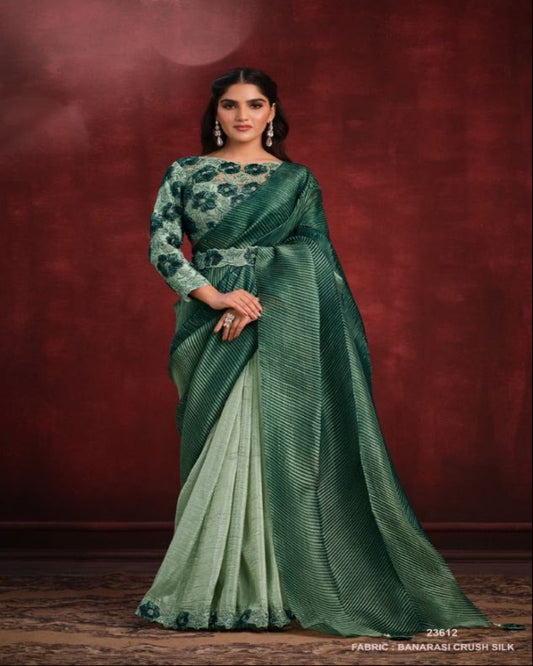 Emerald Green Ready To Wear Saree