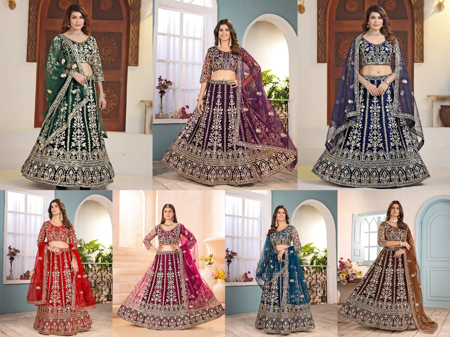 Brown Butterfly Net Lehenga