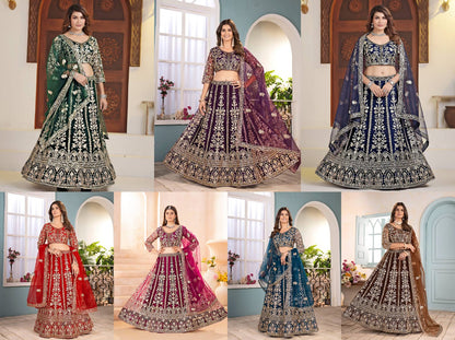 Brown Butterfly Net Lehenga