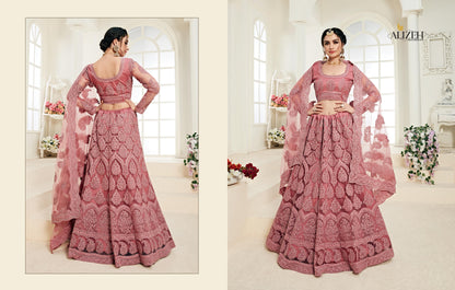 Onion Pink Net Lehenga
