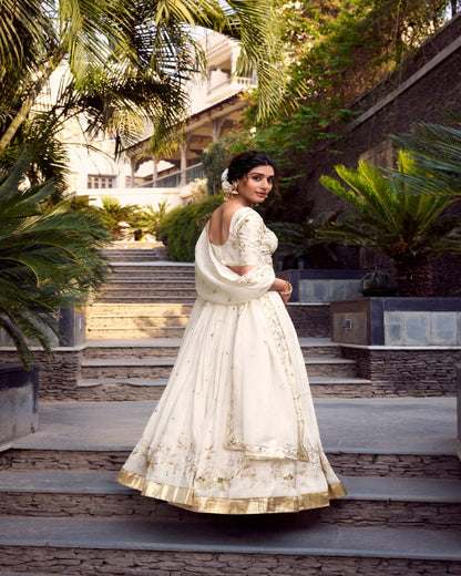 Cream And Gold Lehenga