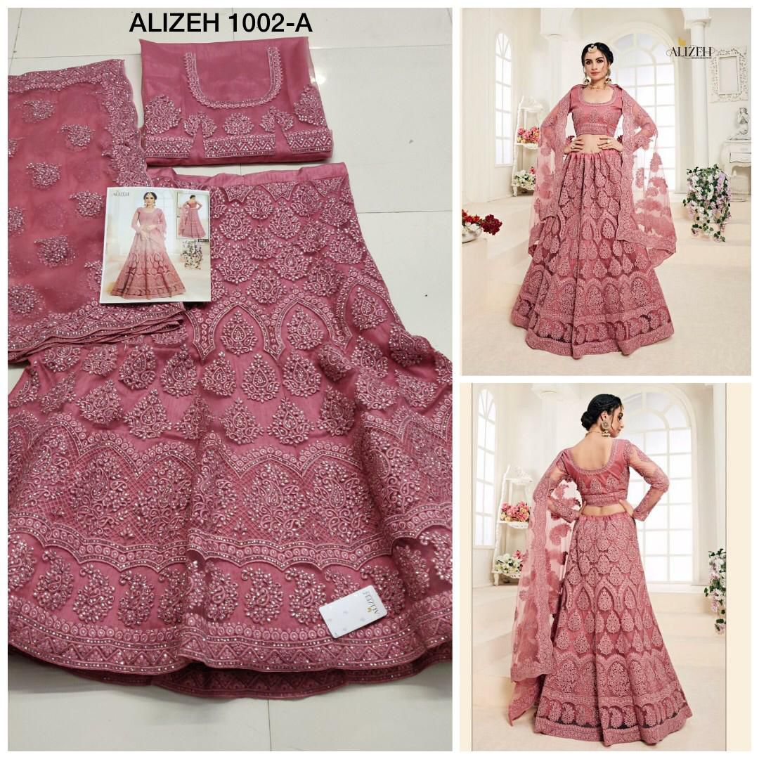 Onion Pink Net Lehenga