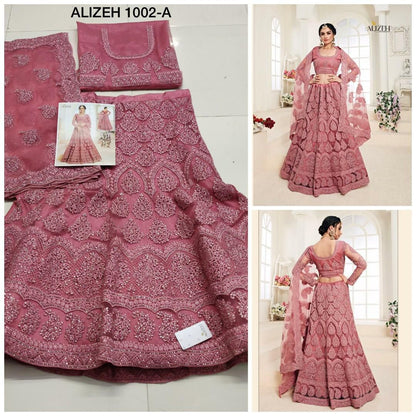 Onion Pink Net Lehenga