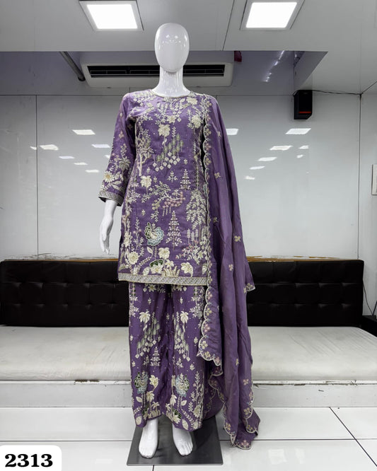 Soft Purple Palazzo Set