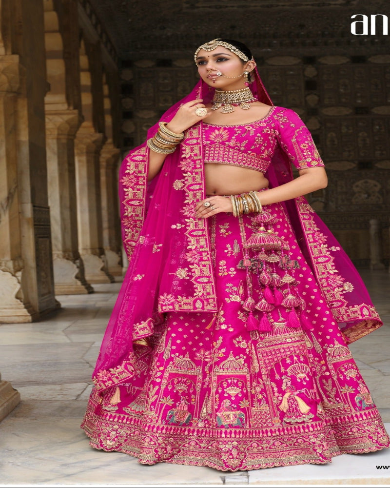 Cerise Pink Bridal Lehenga