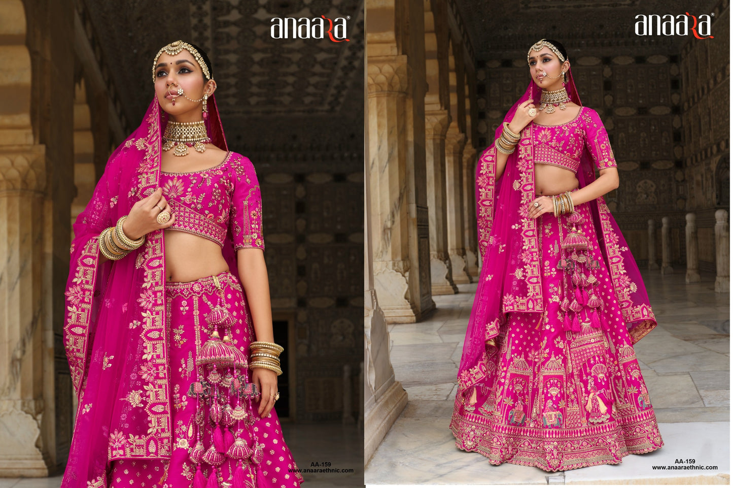 Cerise Pink Bridal Lehenga
