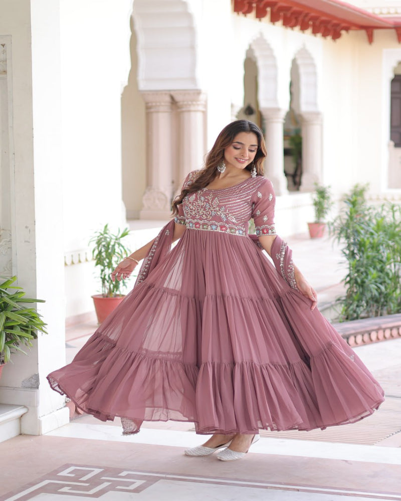 Soft Pink Georgette Gown